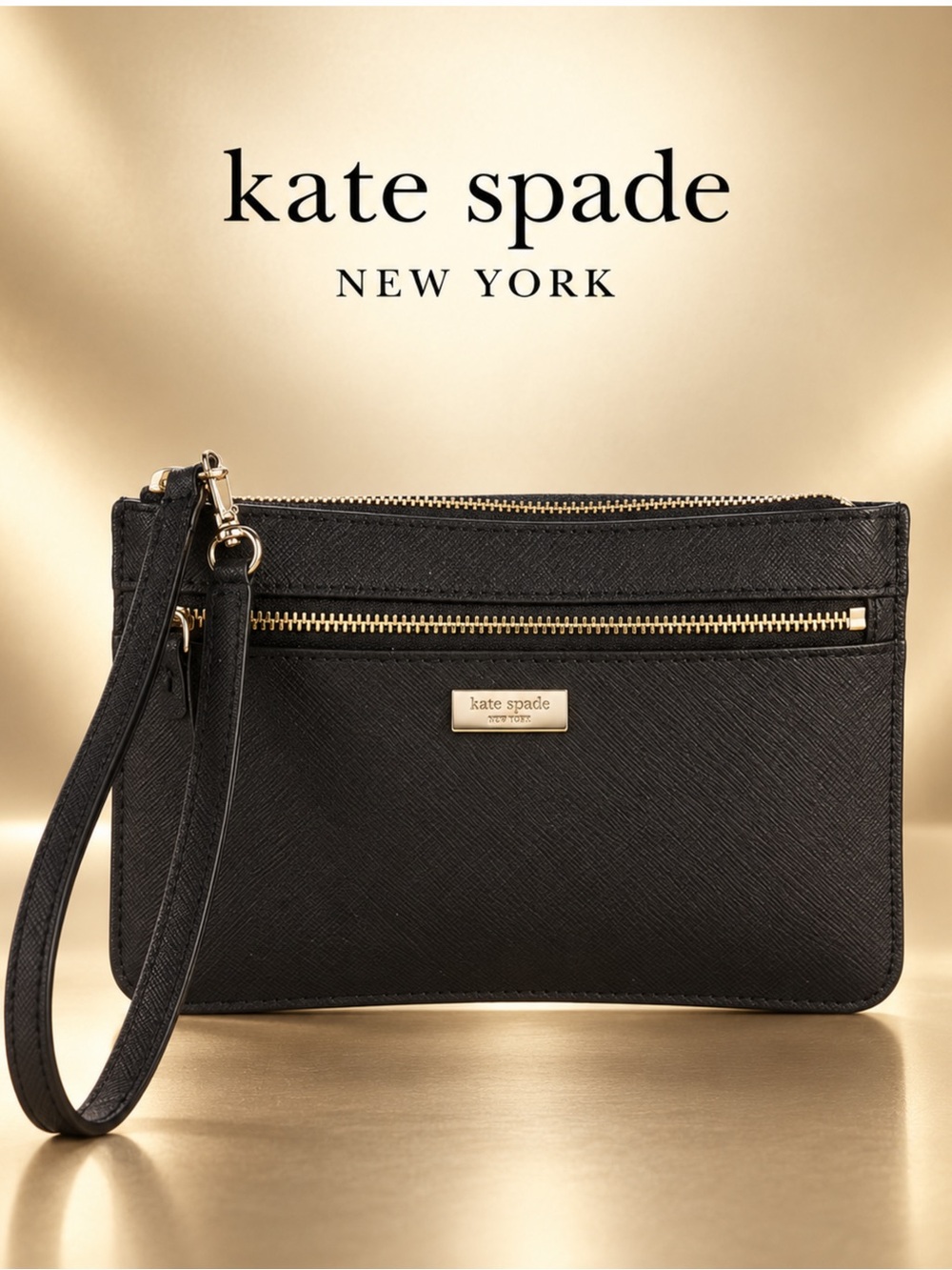 Kate Spade Laurel Way Tinie Black Saffiano Leather Wristlet Clutch